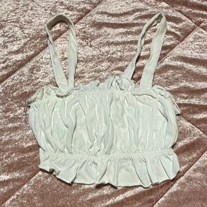 Urban Outfitters Cream Ruched Crop Top